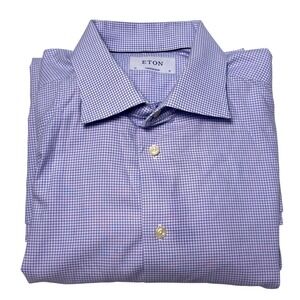 Eton Contemporary Dress Shirt Mens Size 18 46 White‎ Spread Collar Long Sleeve